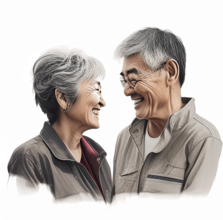 행복한-50대-부부가-서로를-바라보며-웃고있는-사진