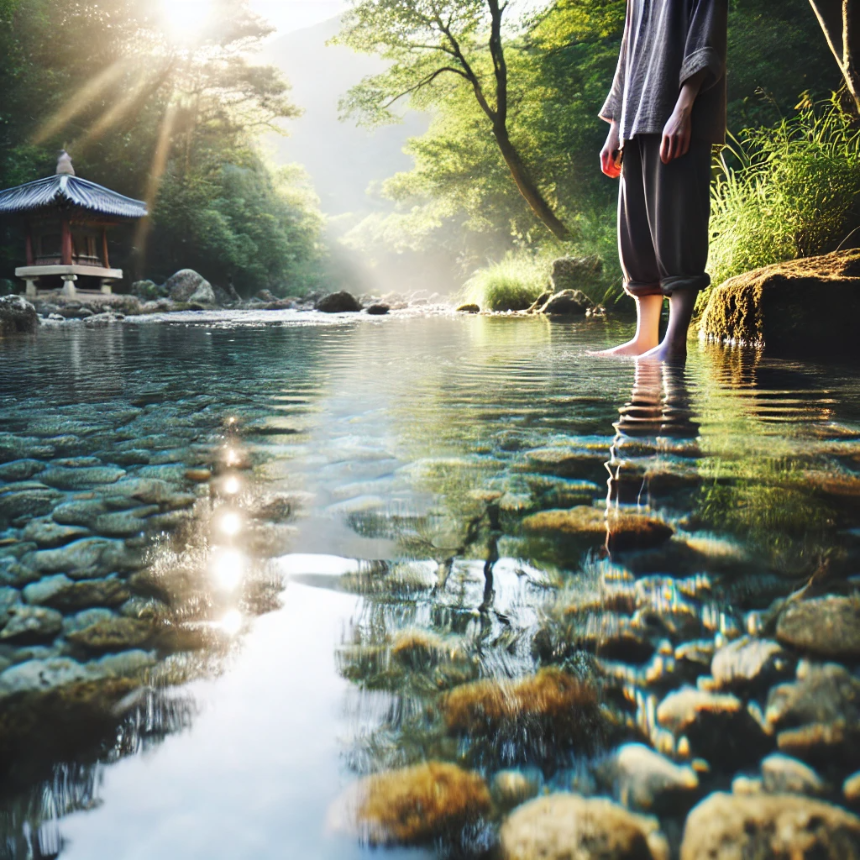 맑은 물에 발을 담그는 꿈