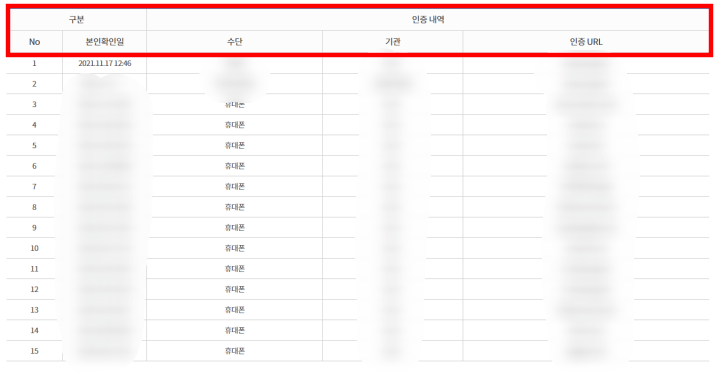 본인내역-확인조회-페이지