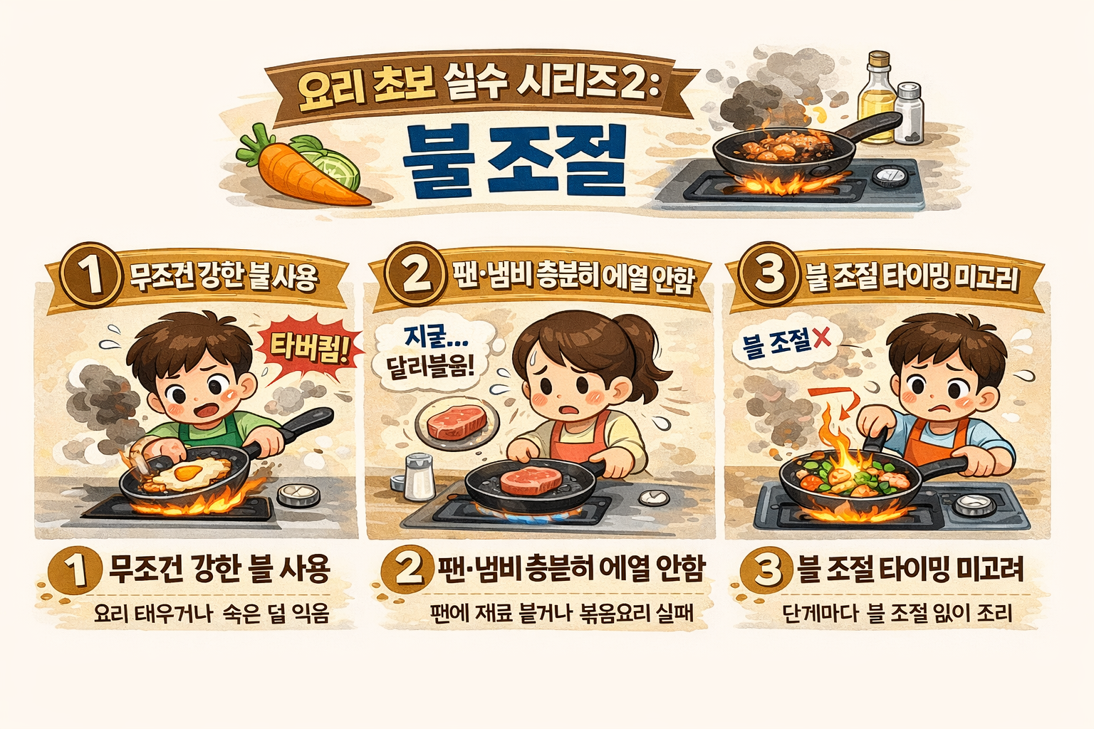 요리 초보 실수 시리즈 2 : 불 조절