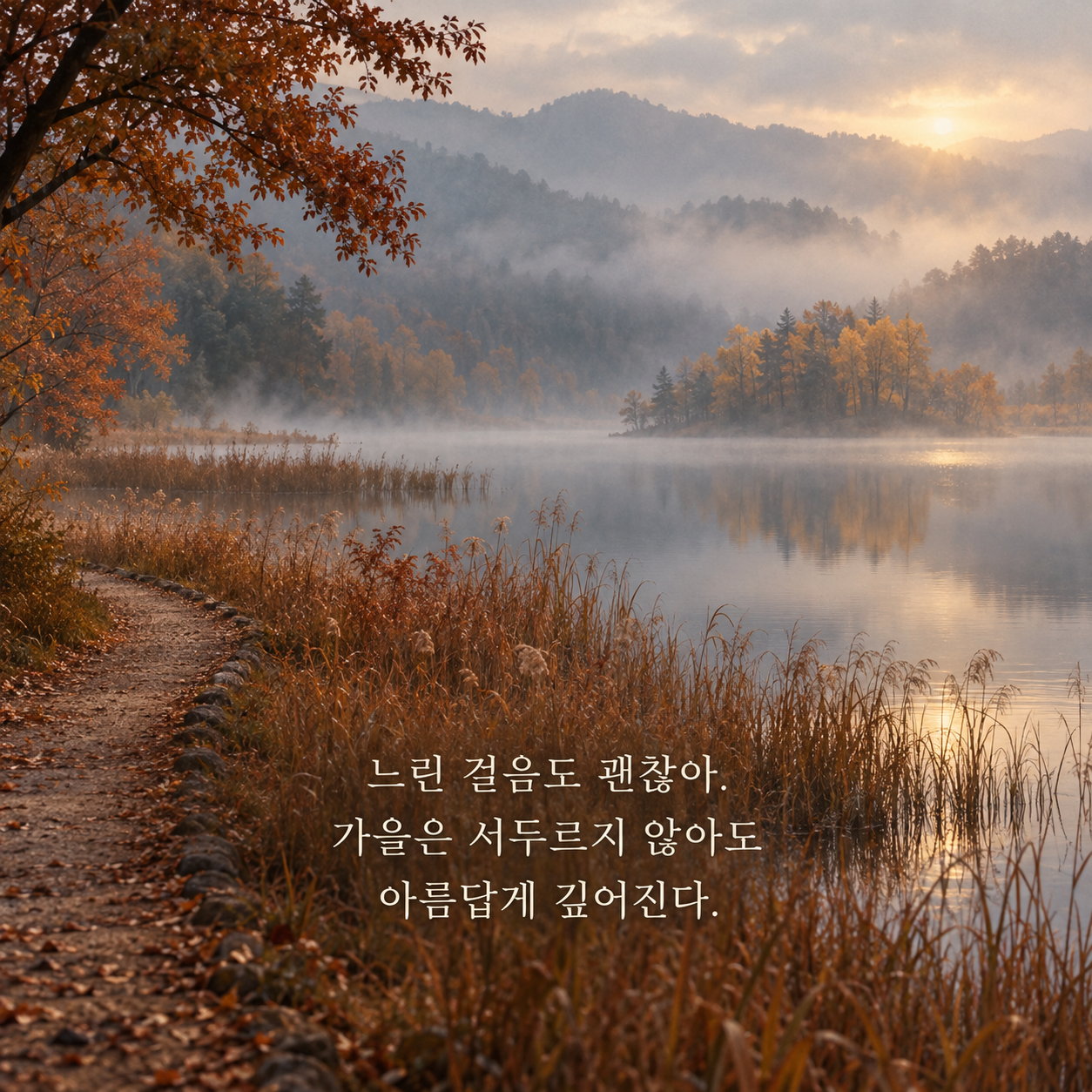 느린 걸음도 괜찮아 가을은 서두르지 않아도 아름답게 깊어진다