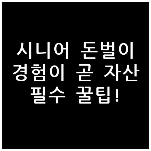 오래된 경험이 곧 자산! 시니어 틈새..