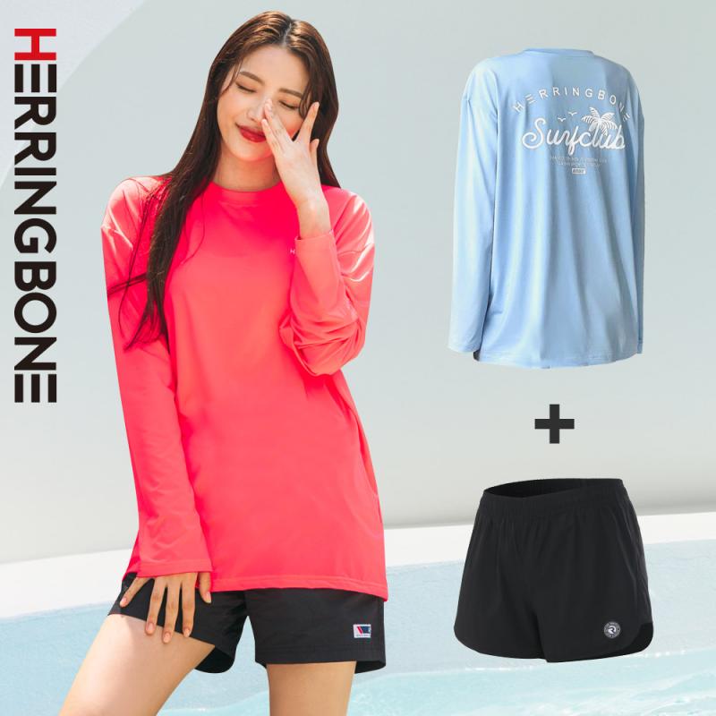 여성 래쉬가드세트 루즈핏 빅사이즈 여자 선택 01 크레용긴팔