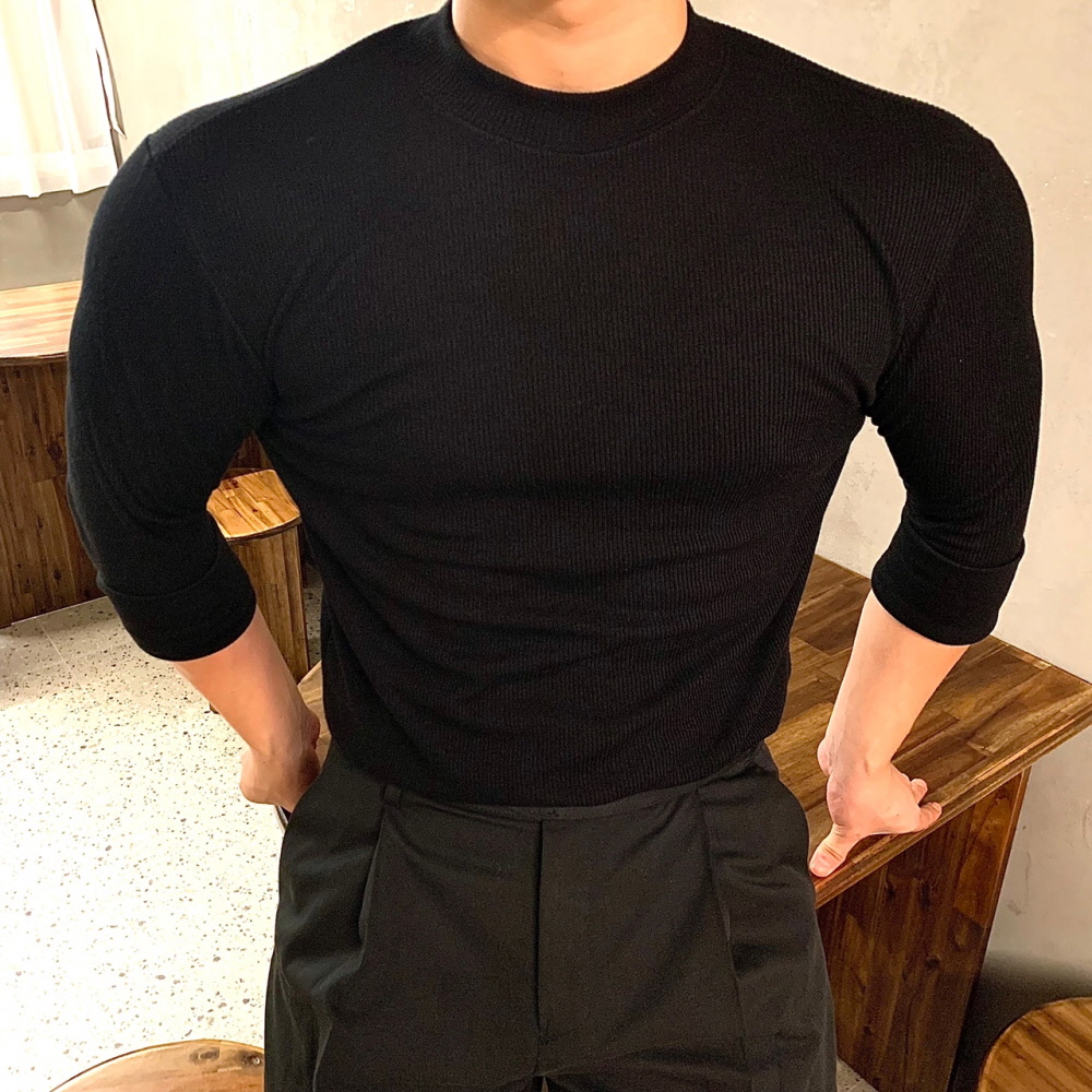 머슬핏니트 남자니트 목폴라 남자 반목폴라