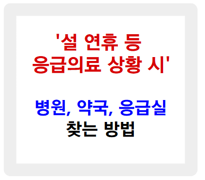 설 연휴 병원, 약국, 응급실 찾는 꿀팁