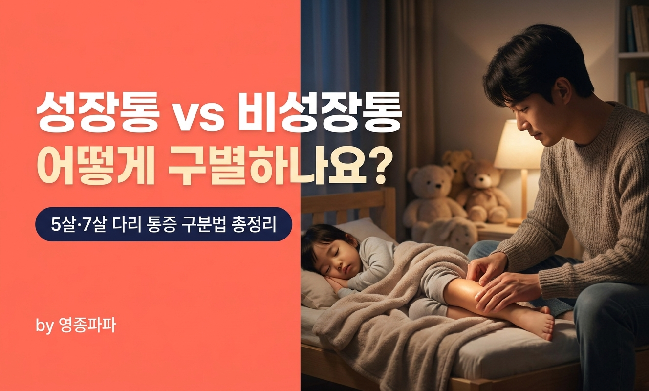 밤에 아이 다리 마사지해주는 부모