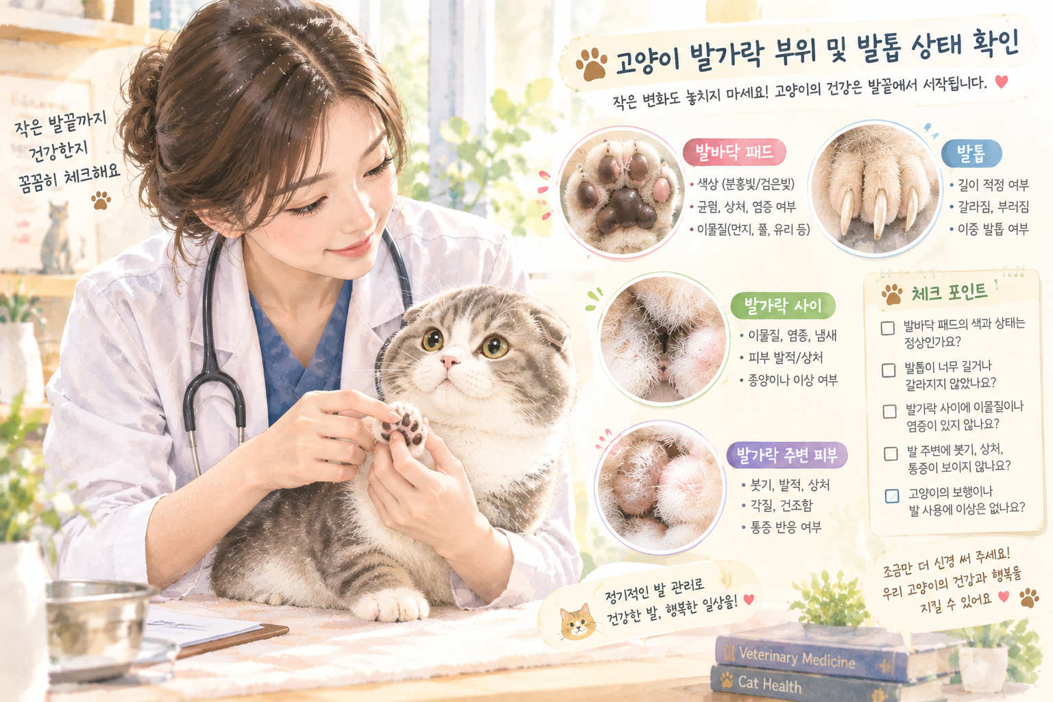 고양이 발가락 부위 및 발톱 상태 확인