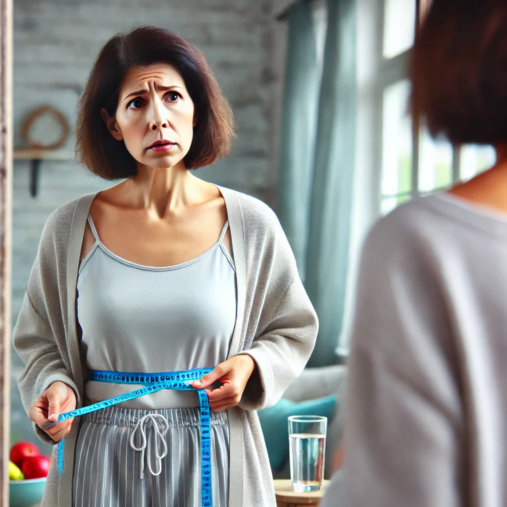 갱년기 50대 여성이 다이어트로 고민하는 중