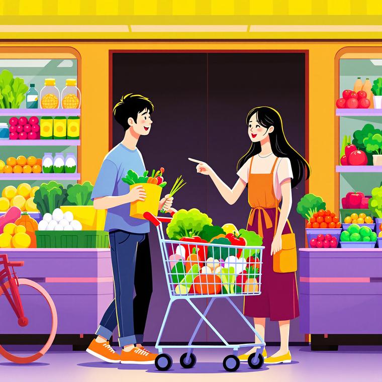 농축산물 할인지원 마트 장보는 부부