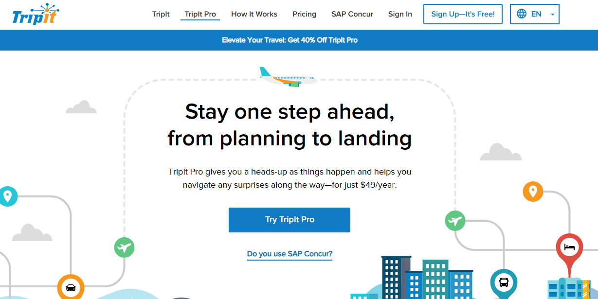 TripIt Pro: 항공·숙소 일정 자동 정리