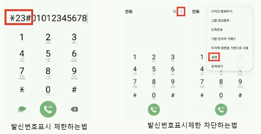 발신번호표시제한 하는 법