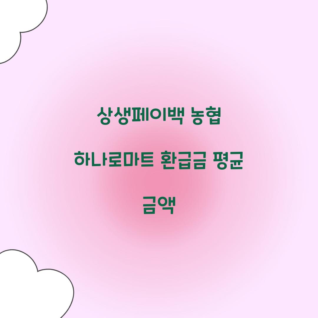 상생페이백 농협 하나로마트 환급금 평균 금액