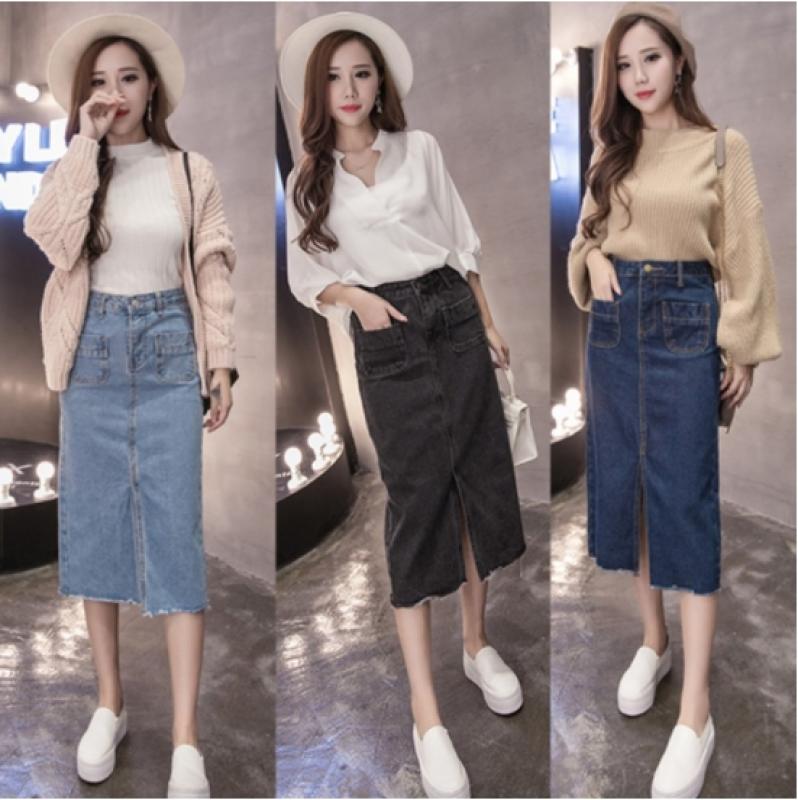 로미홀리-여성 청치마 데님 롱 스커트 A라인