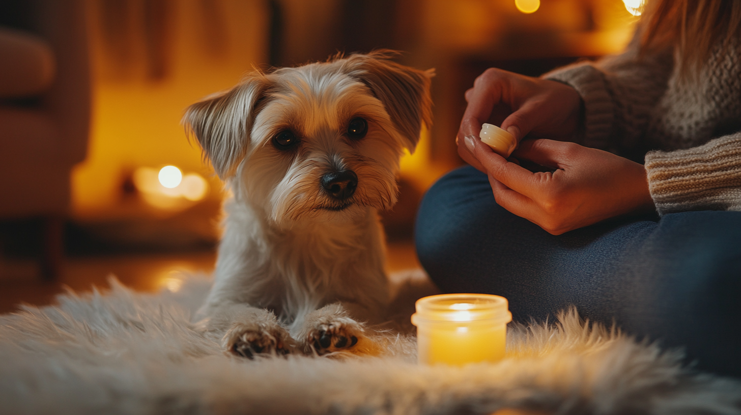 발 관리 받는 강아지