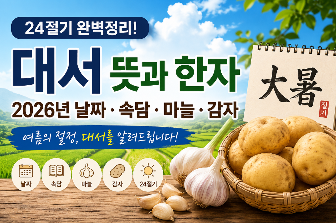 대서뜻 한자｜2026년 대서 날짜&middot;24절기&middot;음식&middot;속담