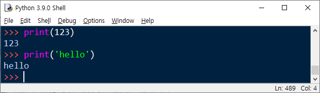 print 함수를 이용한 숫자와 문자열 출력 예제