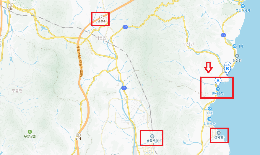 경남 노지차박 캠핑지 경주관성솔밭해변1