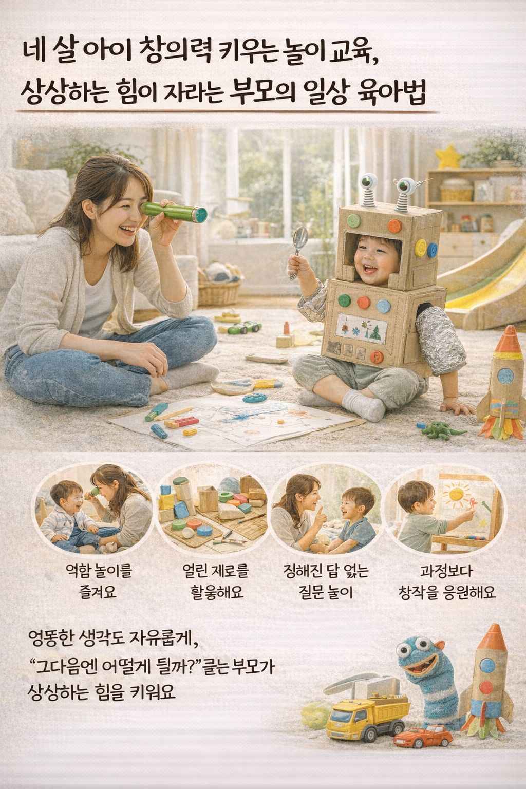 네 살 아이 창의력 키우는 놀이 교육, 상상하는 힘이 자라는 부모의 일상 육아법
