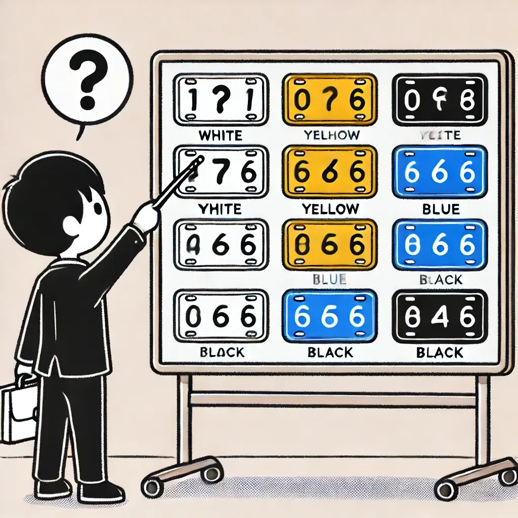 사람이 자동차 번호판 종류를 설명하는 모습