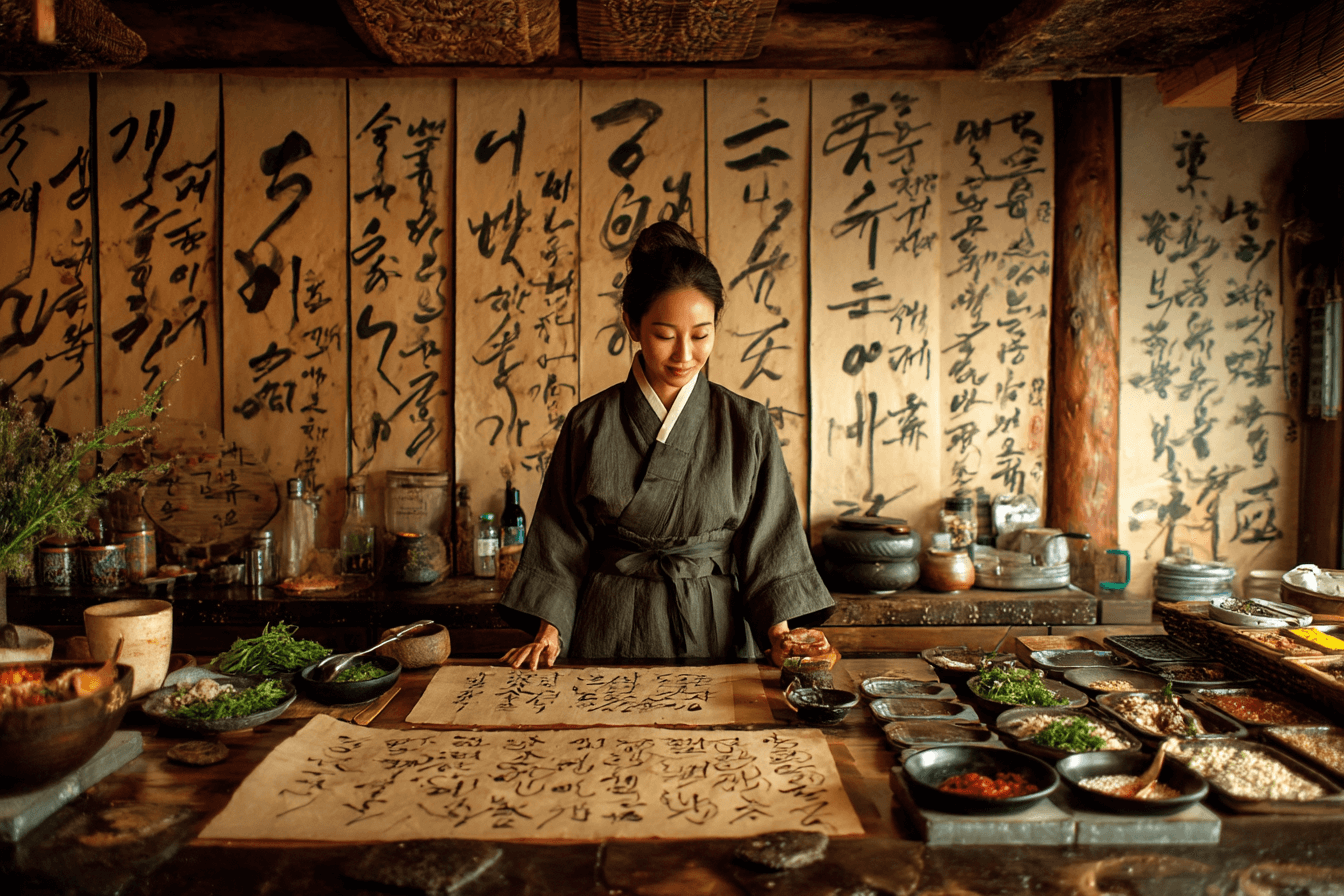 서예-문구와-여성-이미지