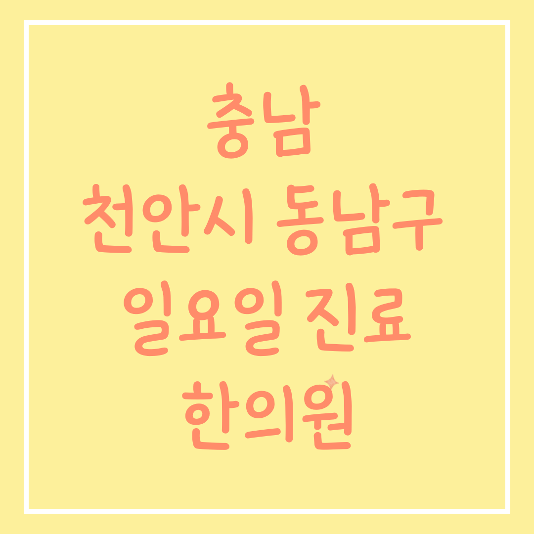 충남 천안시 동남구 일요일 진료 한의원