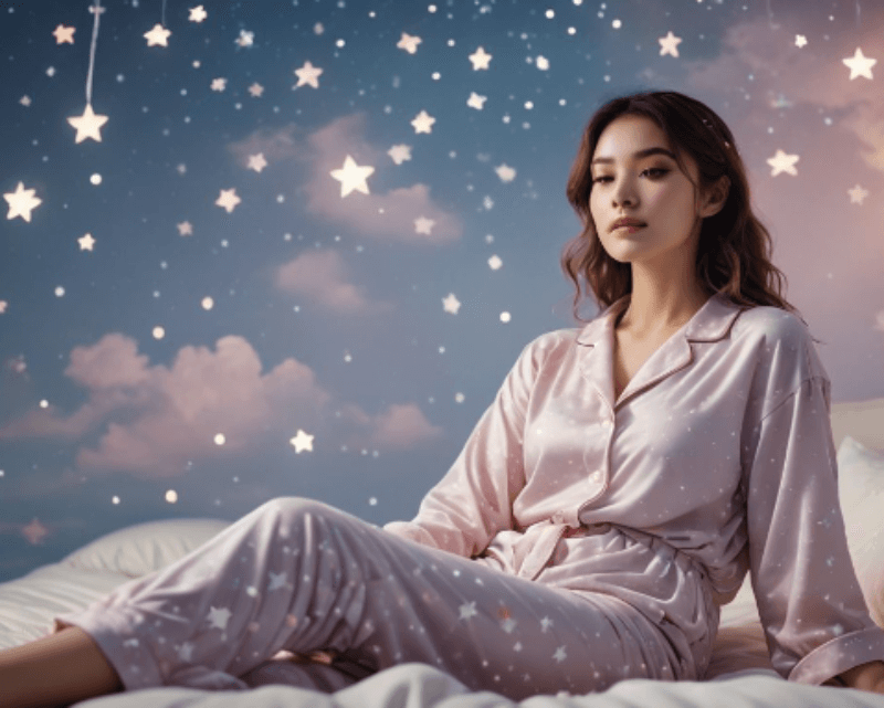 예쁜 잠옷을 입고 있는 여자