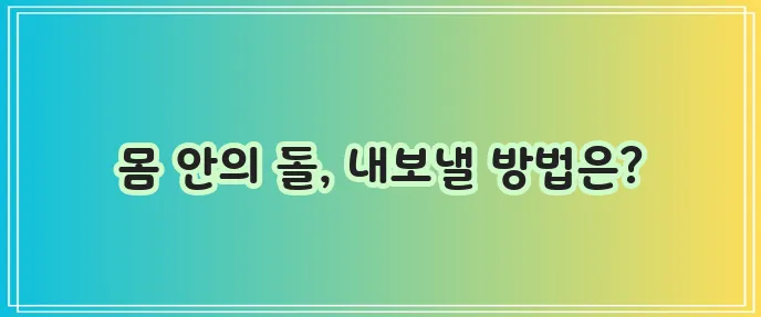 요로결석 자연배출 시도해볼 만합니다
