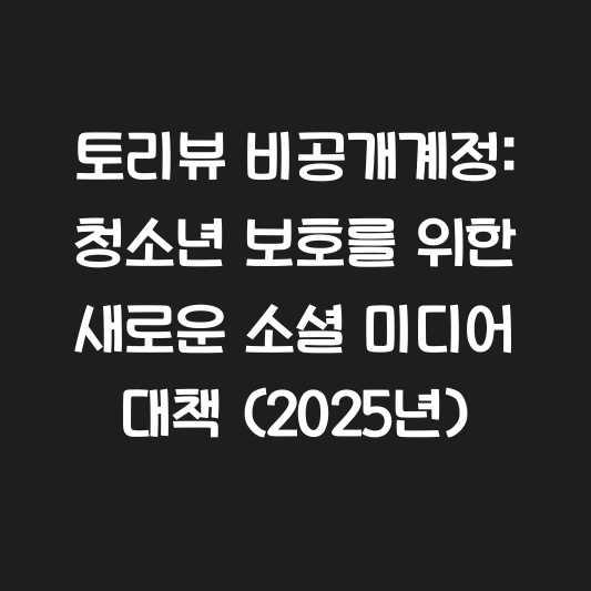 토리뷰 비공개계정: 청소년 보호를 위한 새로운 소셜 미디어 대책 (2025년) 대표 이미지