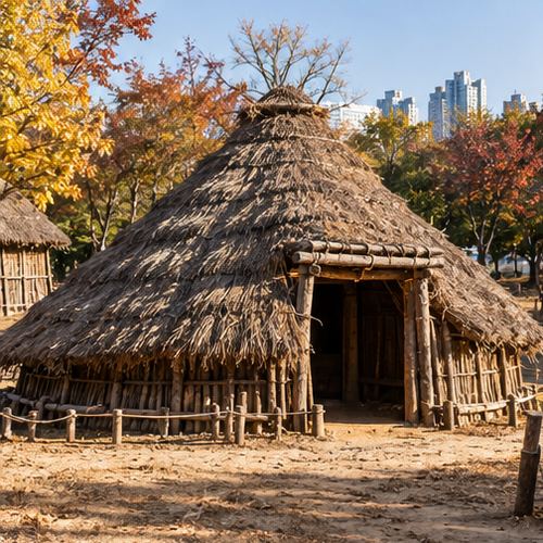강동선사문화축제 암사동 선사 유적 장면을 설명하는 AI 이미지
