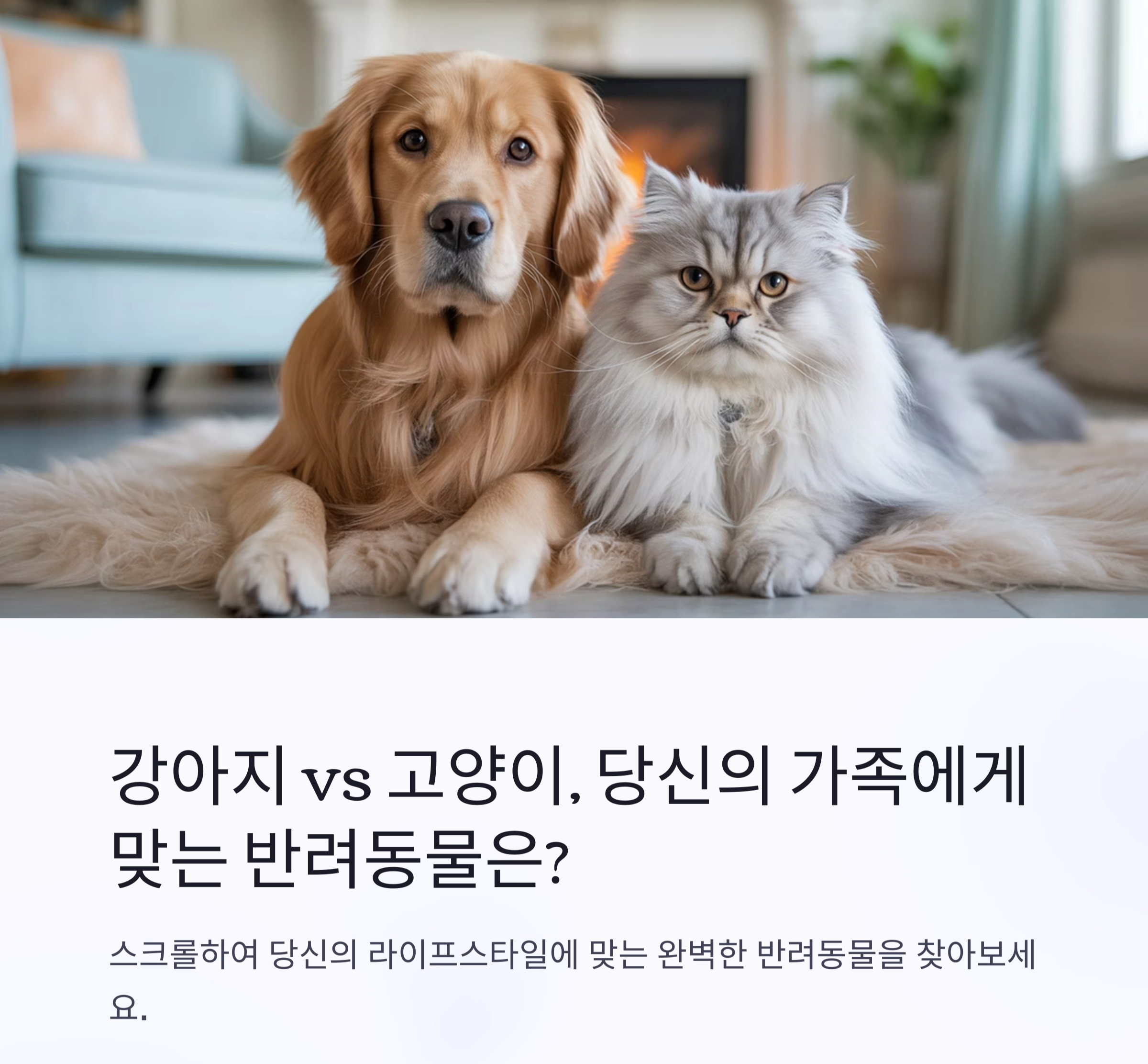강아지와 고양이, 가족 맞이에 더 좋은 반려동물은 누구일까?