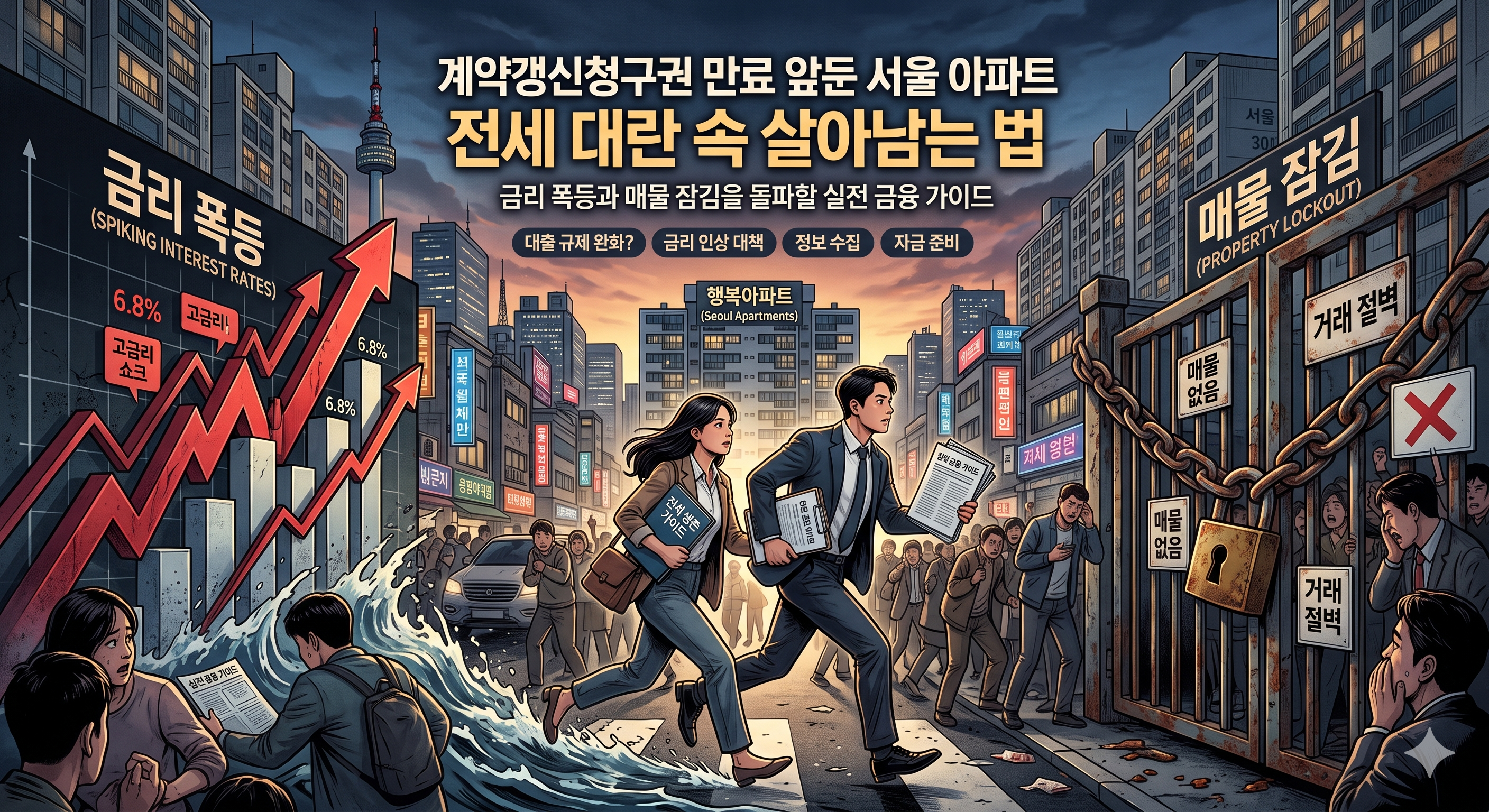 계약갱신청구권 만료 앞둔 서울 아파트 전세 대란 속 살아남는 법: 금리 폭등과 매물 잠김을 돌파할 실전 금융 가이드