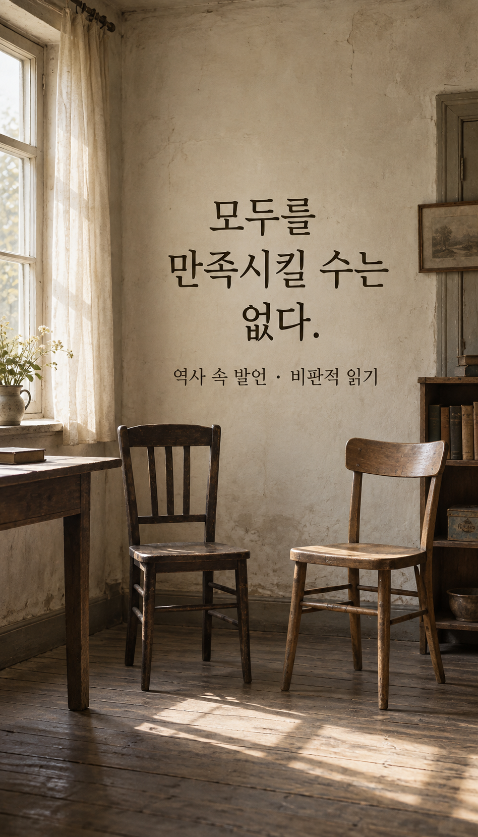 서로 다른 두 의자가 놓인 작은 방 — 모두를 만족시킬 수는 없다.