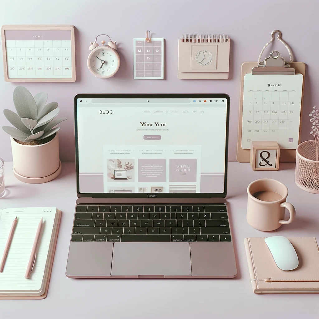 은은한 연보라 톤과 노트북, 블로그 배너 위젯 느낌