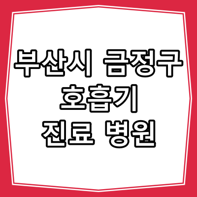 부산시 금정구 호흡기 내과 진료 하는 동네 병원