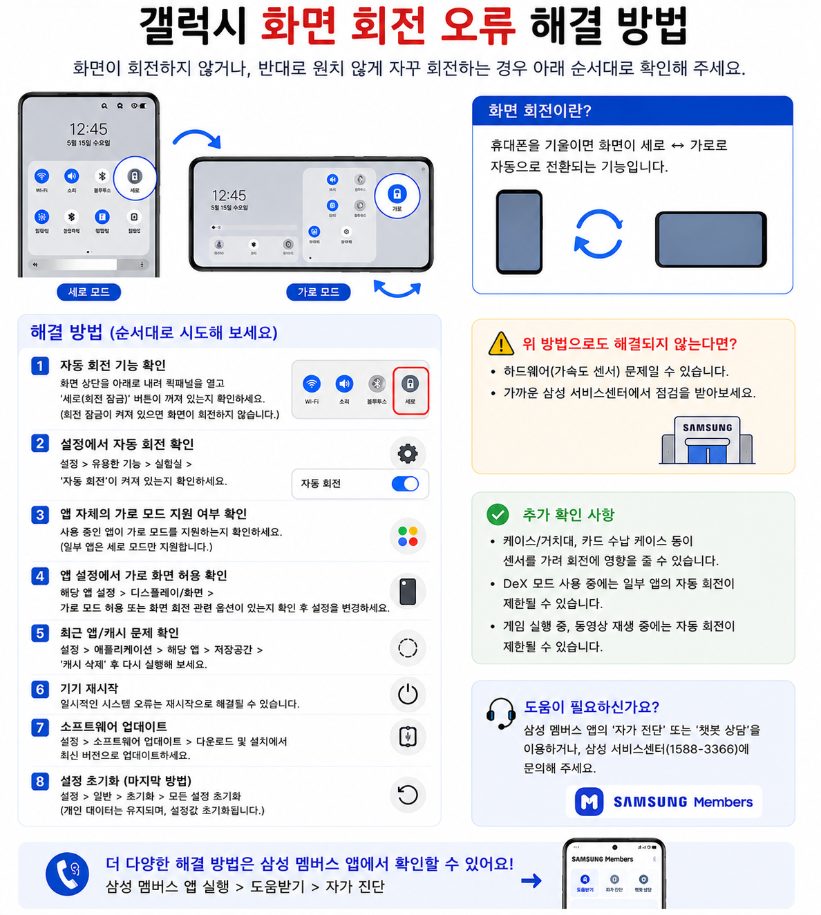 갤럭시 화면 자동회전 안됨