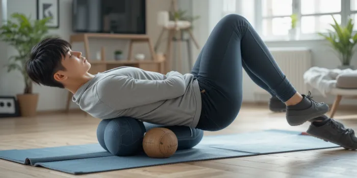 폼롤러로 고관절 풀어주는 남자
