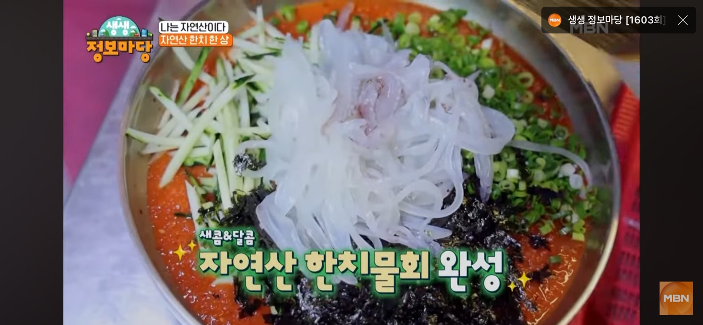 여름 제철 해산물 : 한치물회 요리 설명