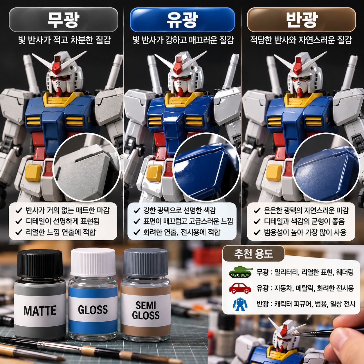 무광·유광·반광 마감제 차이