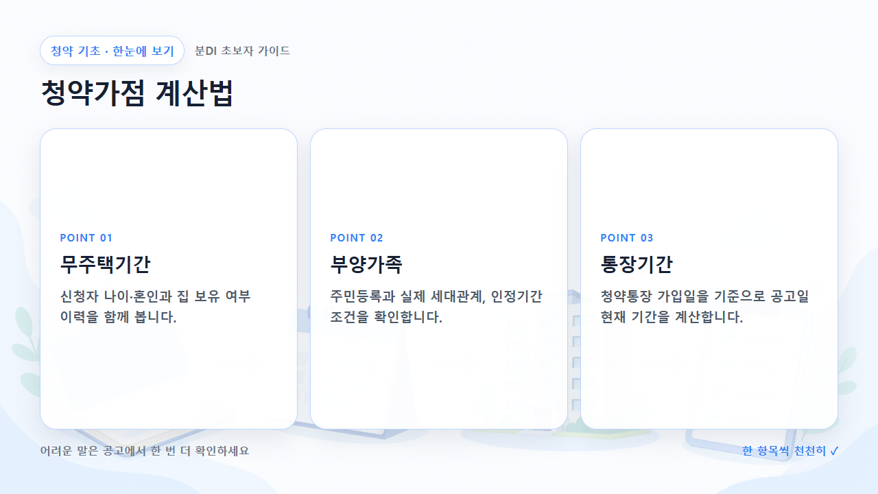 청약가점 계산법 핵심을 세 칸으로 정리한 한눈에 보기