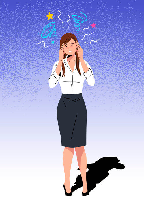 빈혈로 어지러워 하는 여성