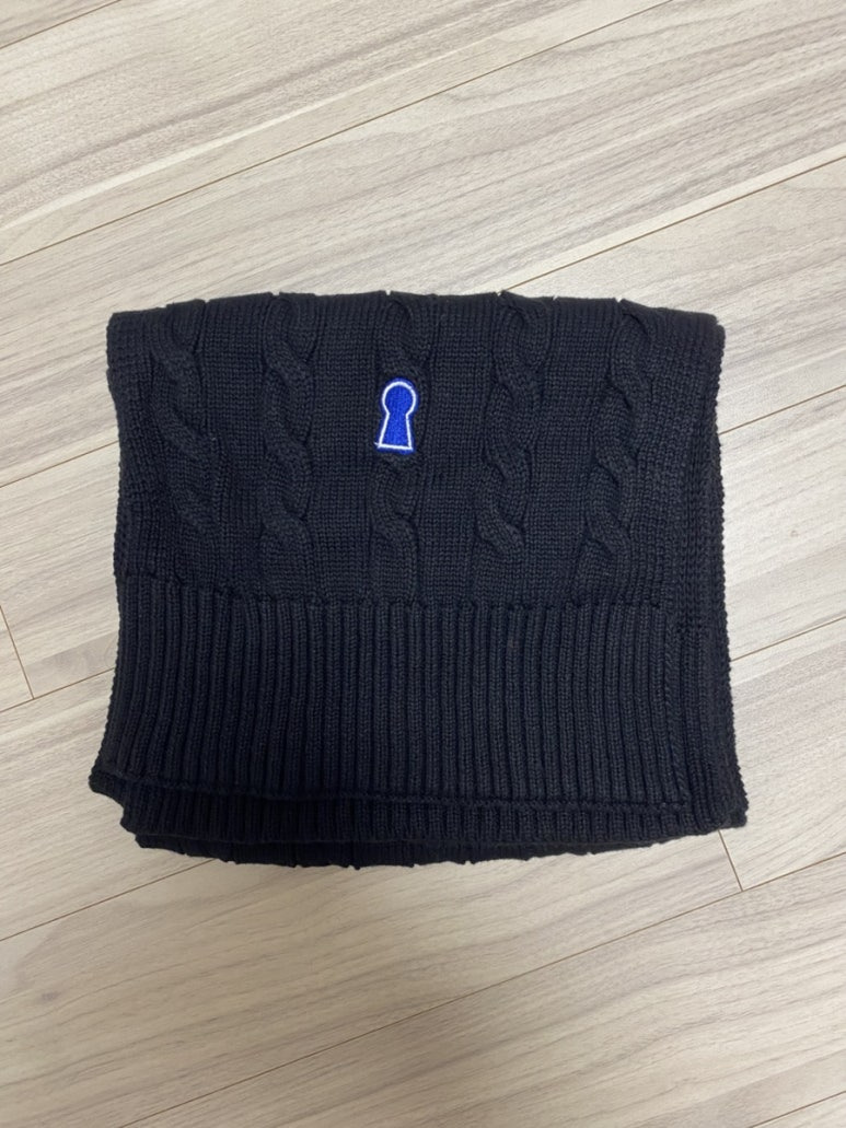 세컨모놀로그 SECONDMONO 헤비웨이트 키홀 케이블 코튼 머플러 목도리 블랙 검정 [BLACK]