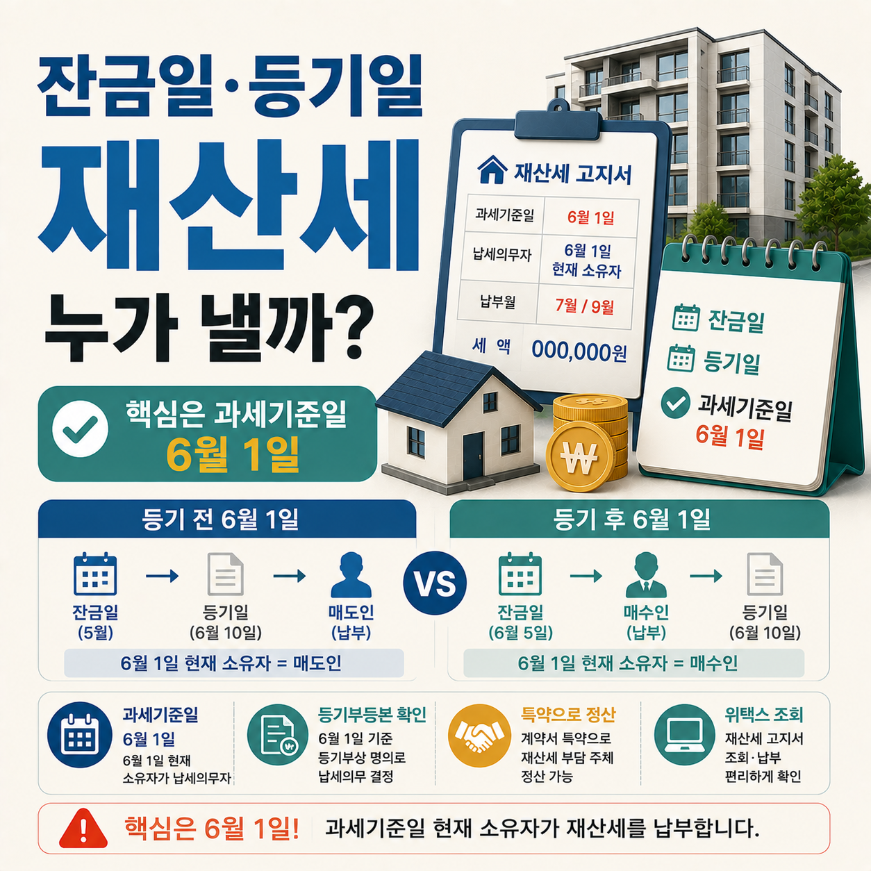 잔금일과 등기일이 다를 때 재산세 납부자 확인 이미지