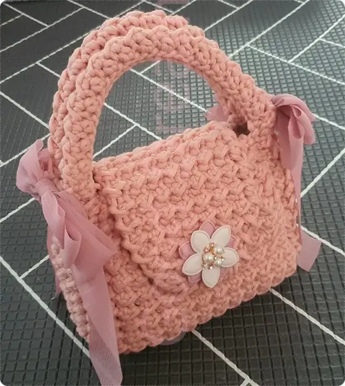 디어크로쉐 DIY 진달래꽃 리본 가방