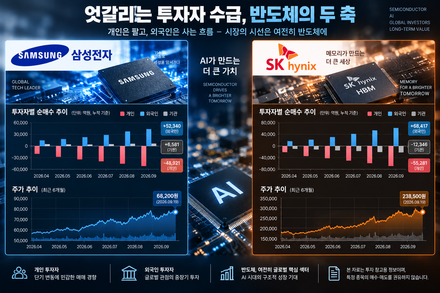 삼성전자 SK하이닉스 개인 외국인 수급 차이가 나타난 이유