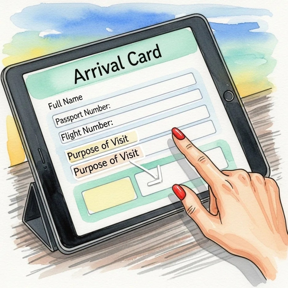 중요한 항목을 가리키는 손과 서식