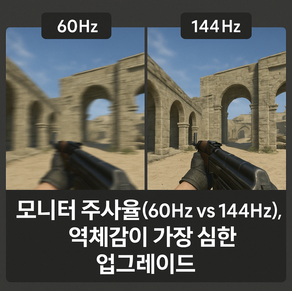 모니터 주사율(60Hz vs 144Hz), 역체감이 가장 심한 업그레이드