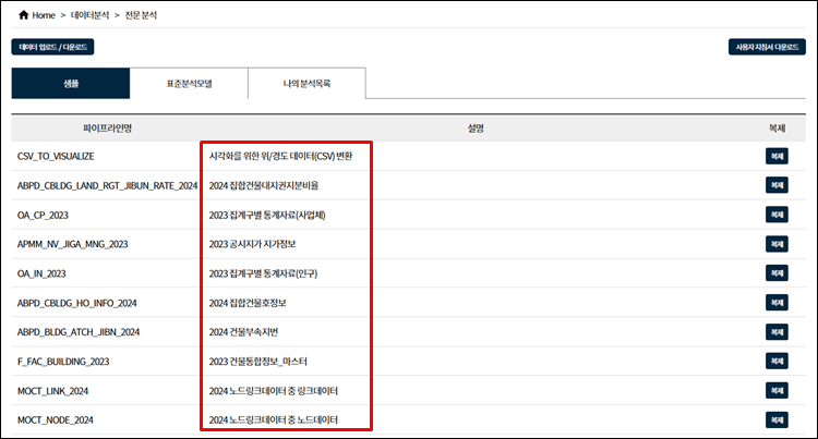 공간빅데이터분석플랫폼-데이터분석