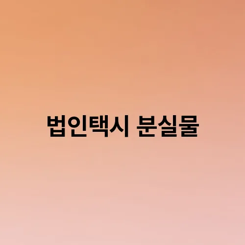 법인택시 분실물