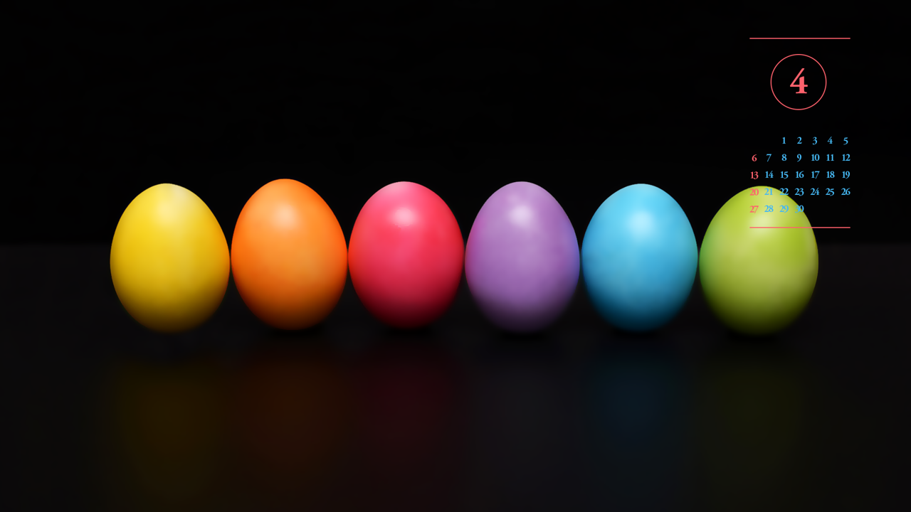 14 유광 컬러 계란 검정배경 A - 2025년4월 노트북배경화면