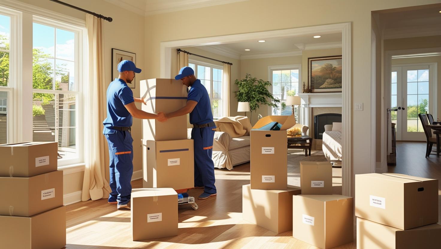 이삿짐을 포장하고 있는 풍경